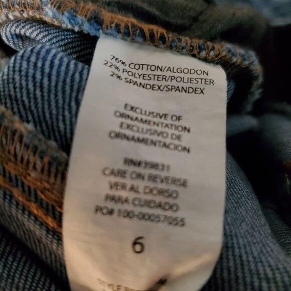 Democracy Jeans Womens 6 Blue Floral Embroidered Stretch Denim Frayed Hem - Picture 5 of 10